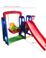 Playground Completo Criança Feliz 3 em 1 Escorregador com Balanço e Cesta de Basquete 2